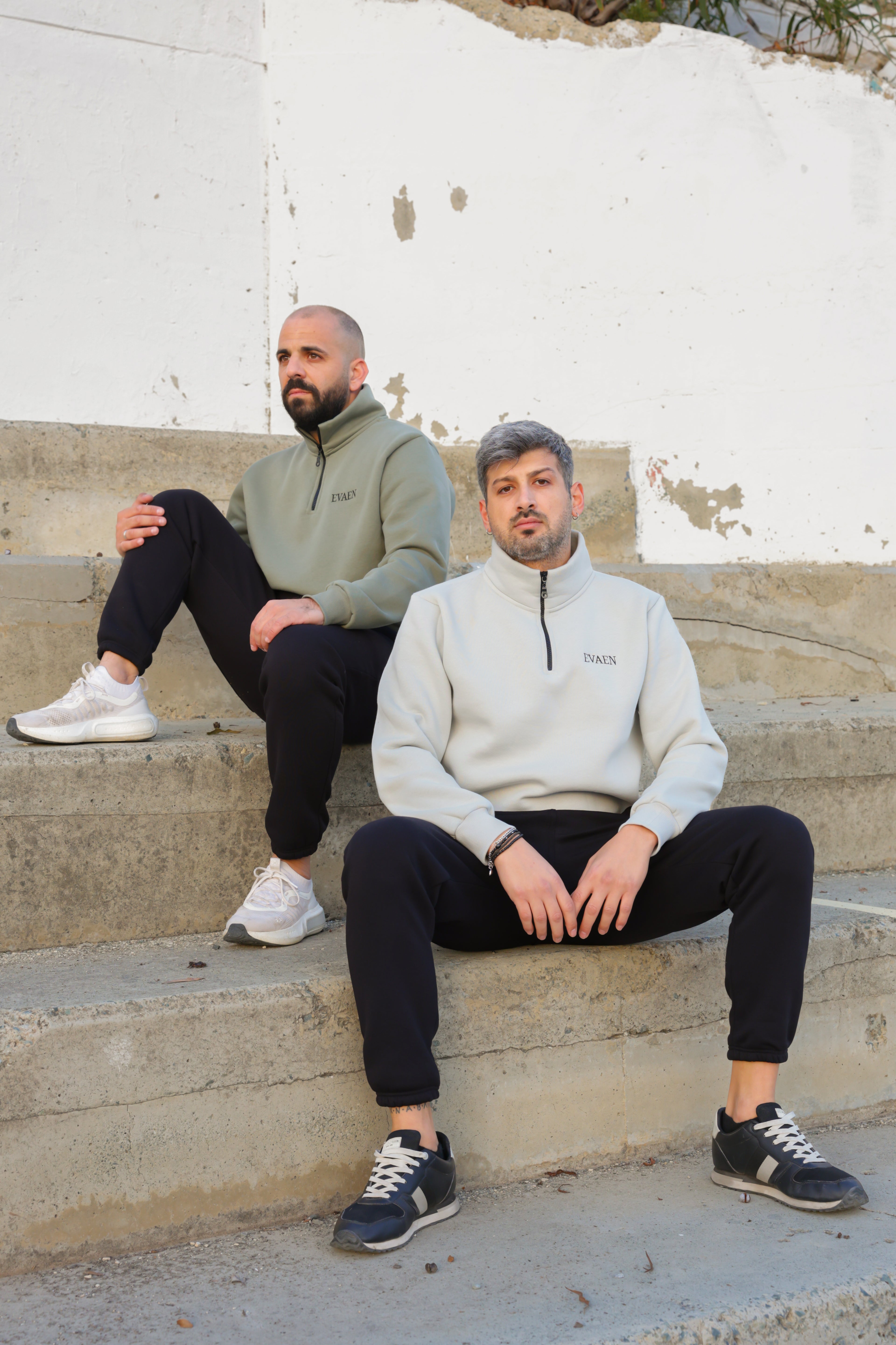 Grey Sweatshirt With Half Zip