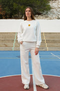 White Set with Gold Evaen Logo - Flare Tracksuit