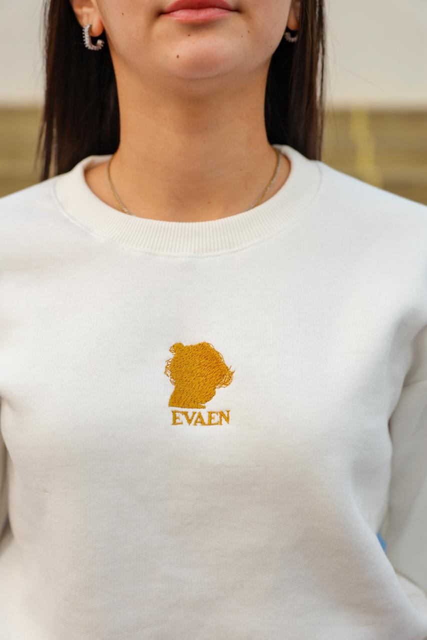 White Set with Gold Evaen Logo - Flare Tracksuit