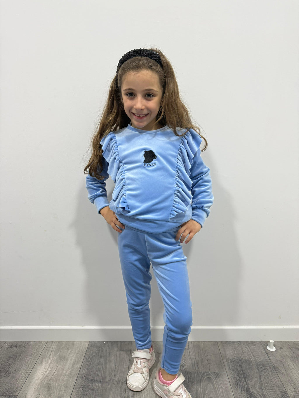 Light Blue Velvet Set - Premium Kids Tracksuit