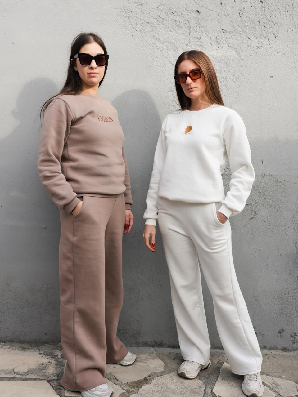 Beige Tracksuit Set By Evaen