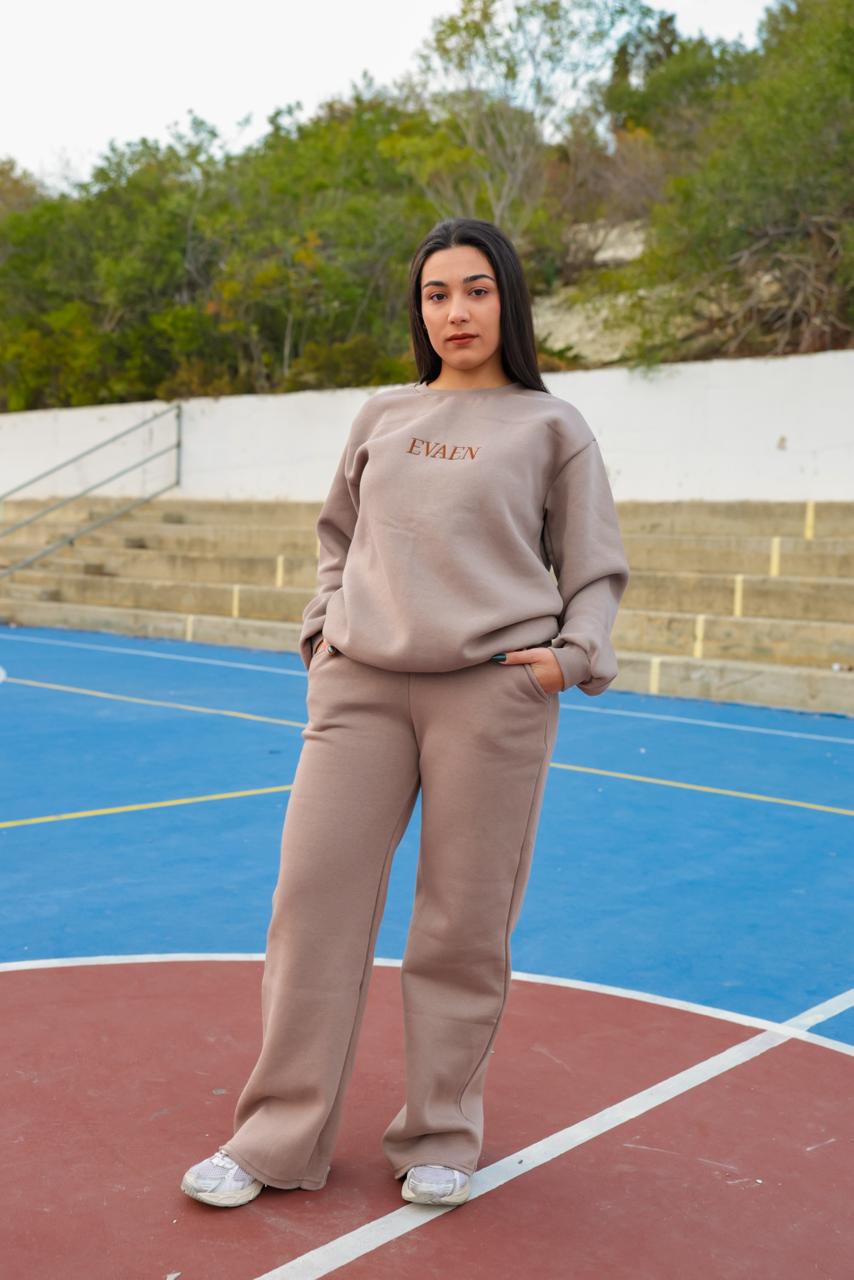 Beige Tracksuit Set By Evaen