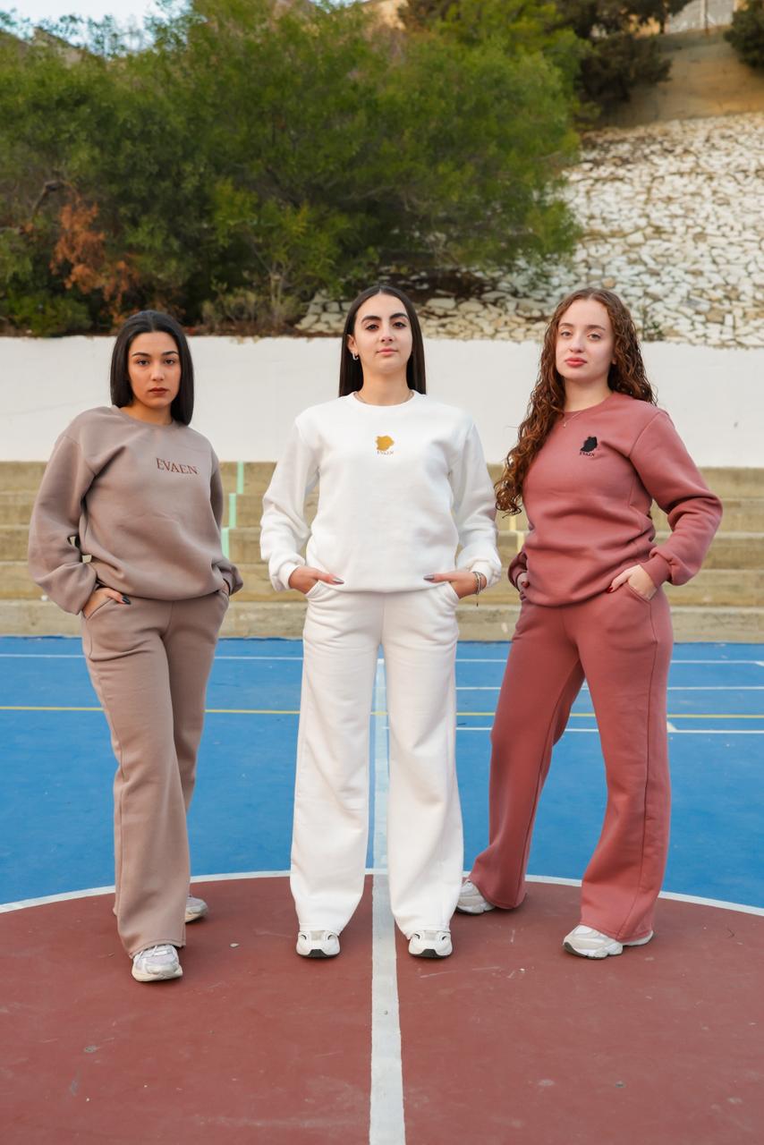 Beige Tracksuit Set By Evaen