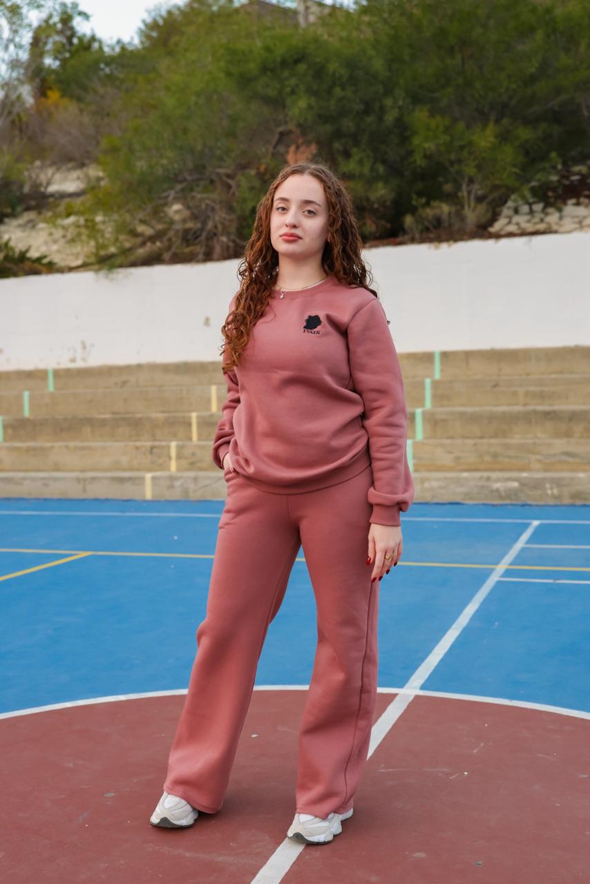 Dusty Rose Tracksuit Set with Evaen Logo